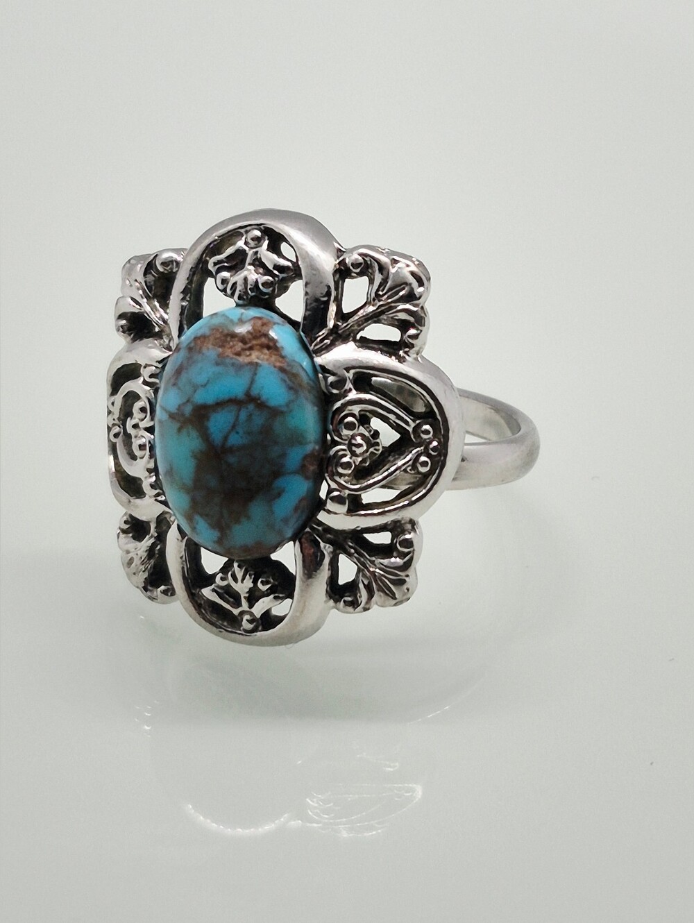 Sarah Coventry 'Heritage' Design Silver Ring with Faux Turquoise Stone